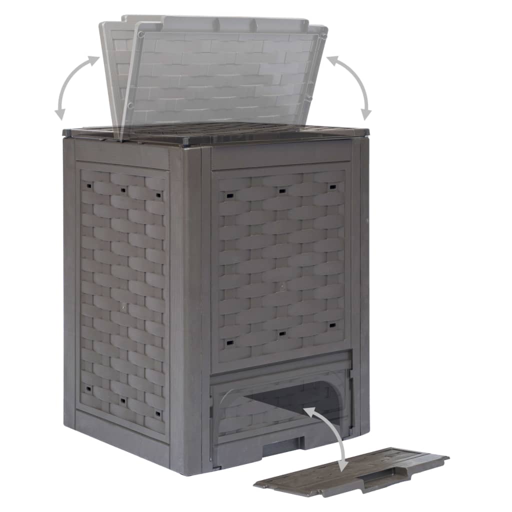 8719883554488_g_en_hd_3 vidaXL Garden Composter Brown 60x60x83 cm 300 L Plastic Rattan - Image 4