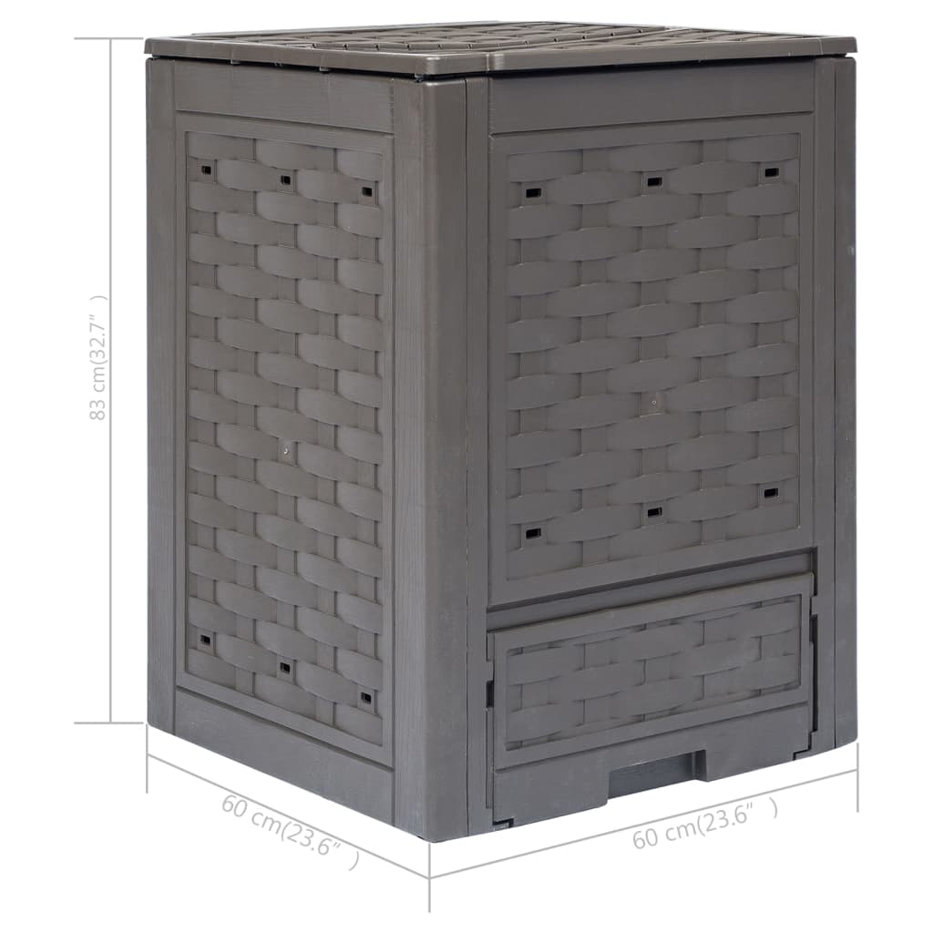8719883554488_g_en_hd_6 vidaXL Garden Composter Brown 60x60x83 cm 300 L Plastic Rattan - Image 7