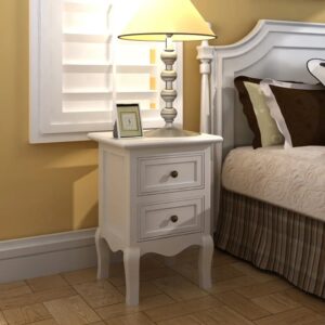 vidaXL Nightstands 4 pcs with 2 Drawers MDF White