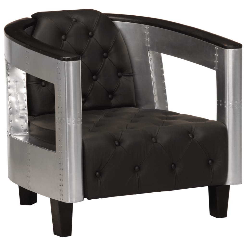 8719883556734_a_en_hd_1 vidaXL Aviator Armchair Black Real Leather - Image 1