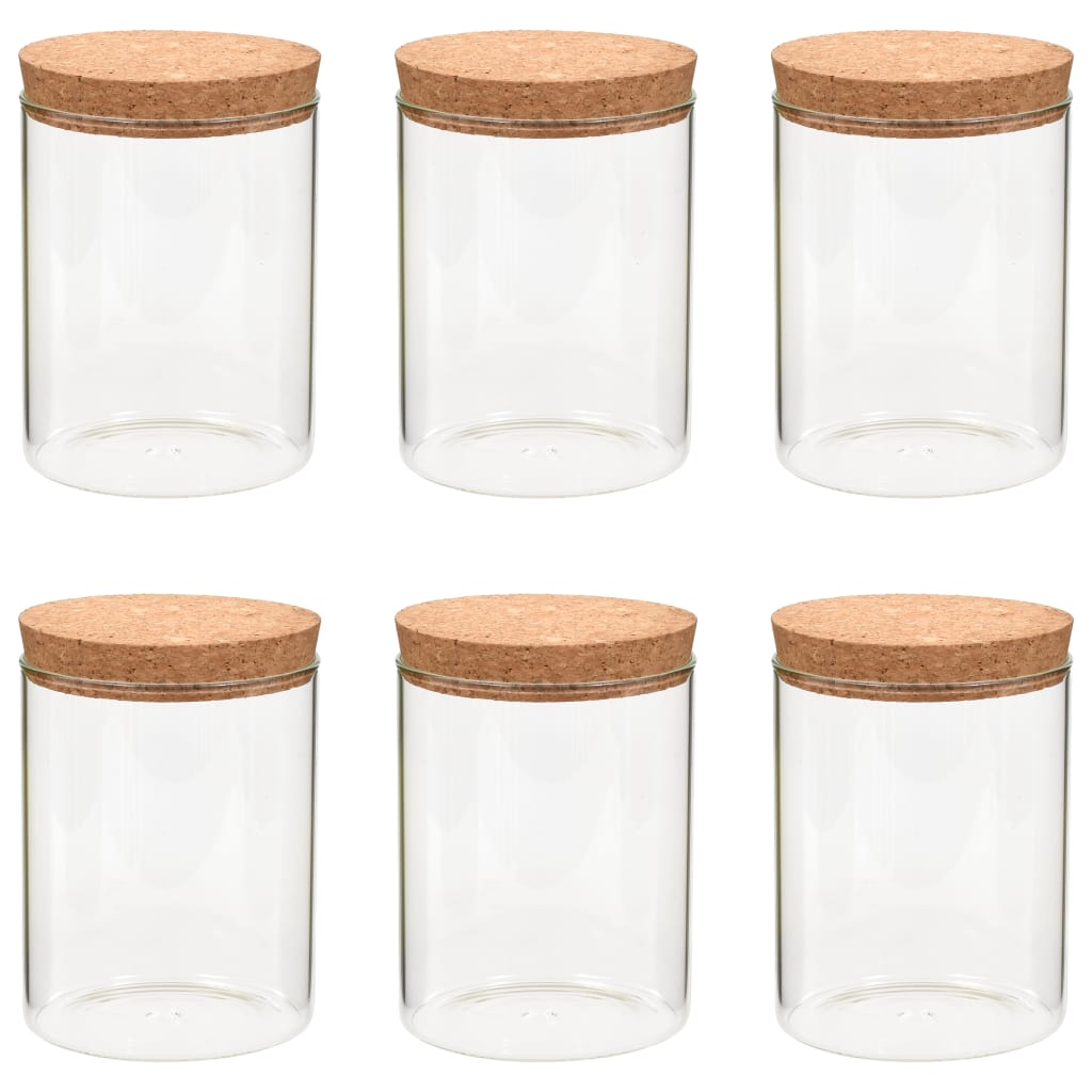 8719883557762_a_en_hd_1 vidaXL Storage Glass Jars with Cork Lid 6 pcs 650 ml - Image 2