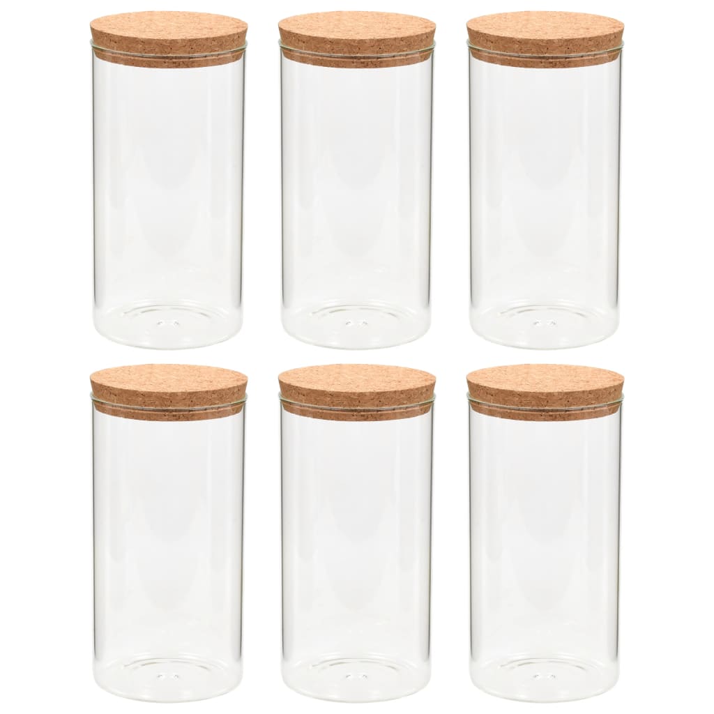 8719883557779_a_en_hd_1 vidaXL Storage Glass Jars with Cork Lid 6 pcs 1100 ml - Image 2