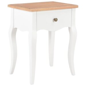vidaXL Nightstand White and Brown 40x30x50 cm Solid Pine Wood