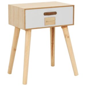 vidaXL Bedside Table with a Drawer 44x30x58.5 cm Solid Pinewood