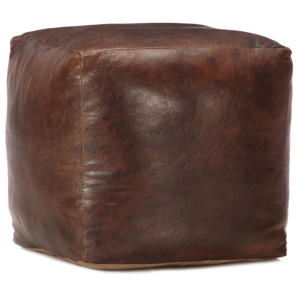 8719883562568_a_en_hd_1 vidaXL Pouffe Dark Brown 40x40x40 cm Genuine Goat Leather - Image 1