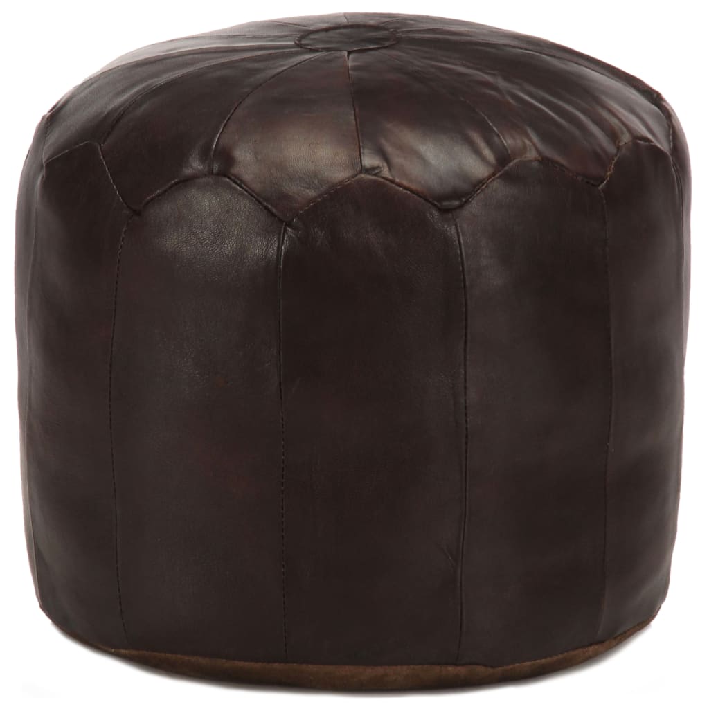 8719883562599_a_en_hd_1 vidaXL Pouffe Dark Brown 40x35 cm Genuine Goat Leather - Image 1