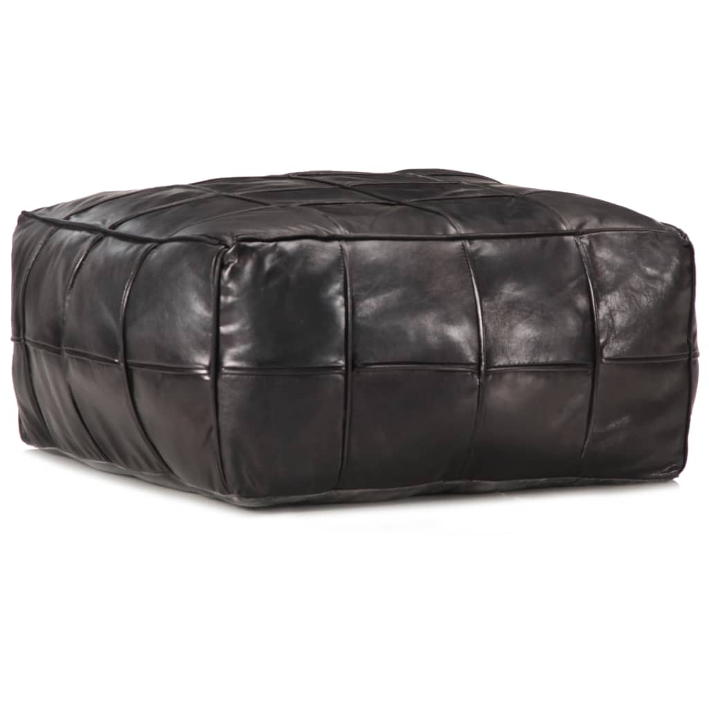 8719883562636_a_en_hd_1 vidaXL Pouffe Black 60x60x30 cm Genuine Goat Leather - Image 1