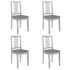 vidaXL Dining Chairs with Cushions 4 pcs Grey Solid Wood