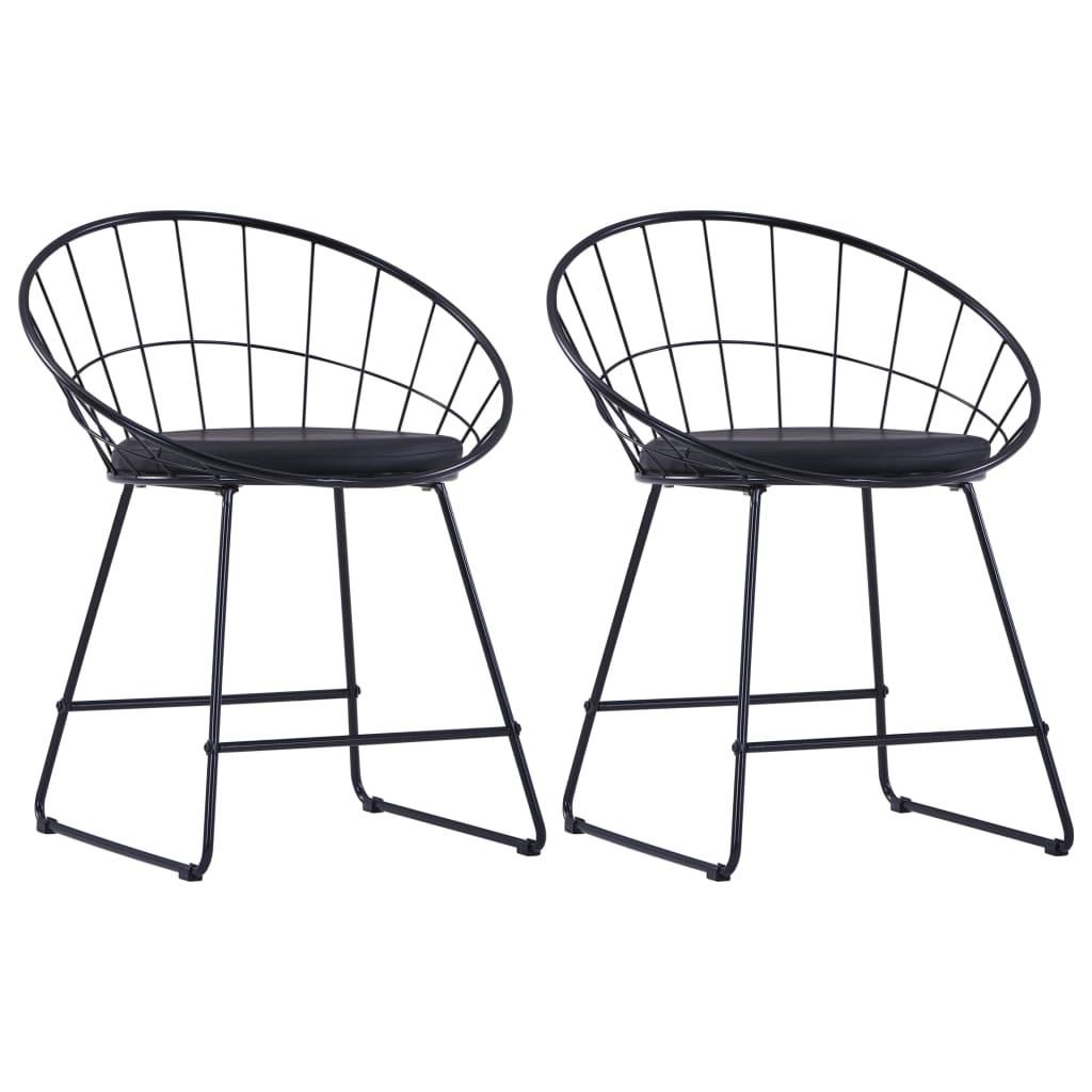 8719883564272_a_en_hd_1 vidaXL Dining Chairs with Faux Leather Seats 2 pcs Black Steel - Image 1