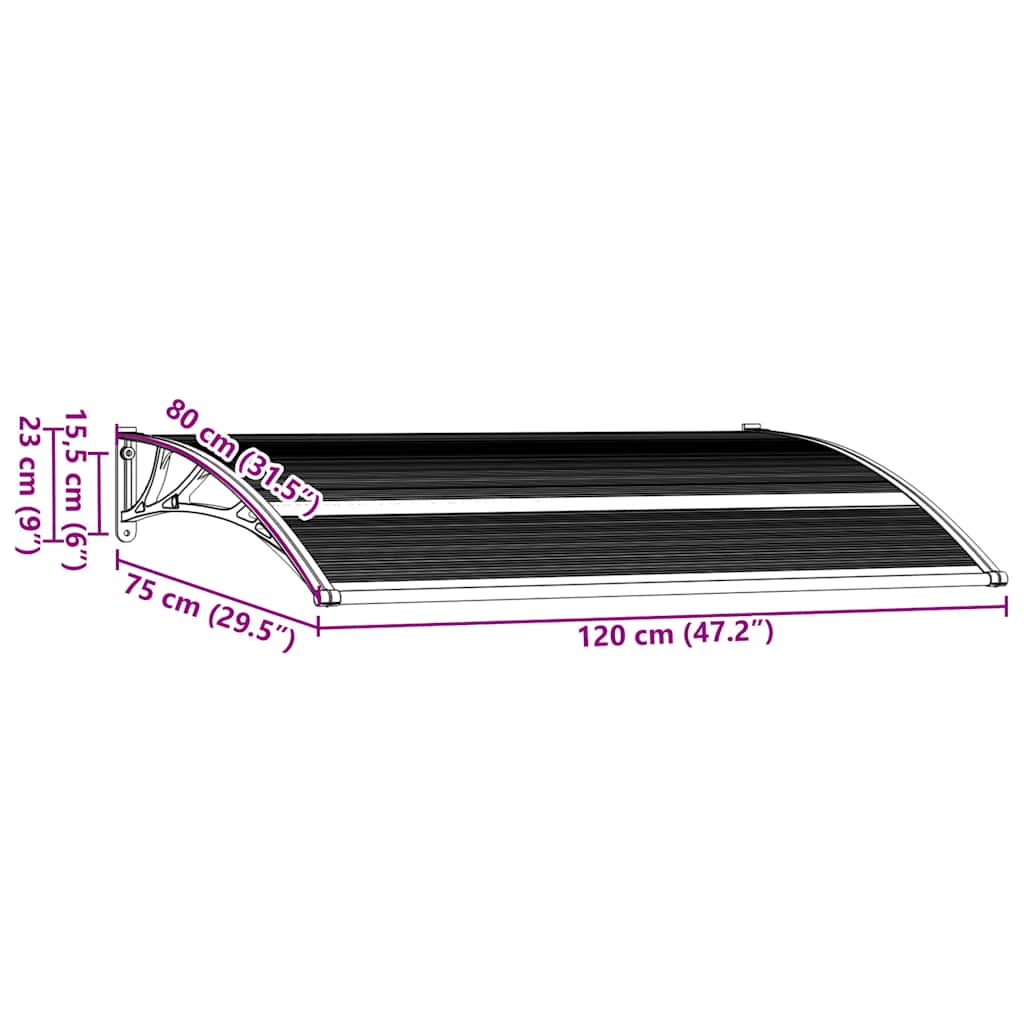 8719883564593_g_en_hd_6 vidaXL Door Canopy Black 120x75 cm PC - Image 8