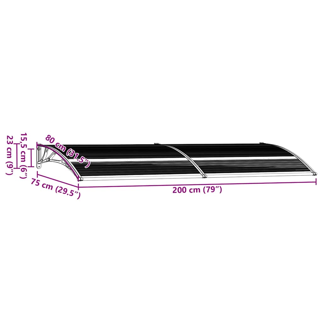 8719883564616_g_en_hd_6 vidaXL Door Canopy Black 200x75 cm PC - Image 8