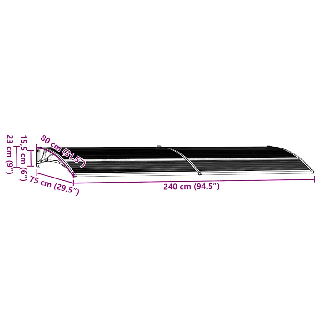 8719883564623_g_en_hd_6 vidaXL Door Canopy Black 240x75 cm PC - Image 8