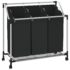 vidaXL Laundry Sorter with 3 Bags Black Steel - Image 2
