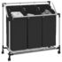 vidaXL Laundry Sorter with 3 Bags Black Steel - Image 4