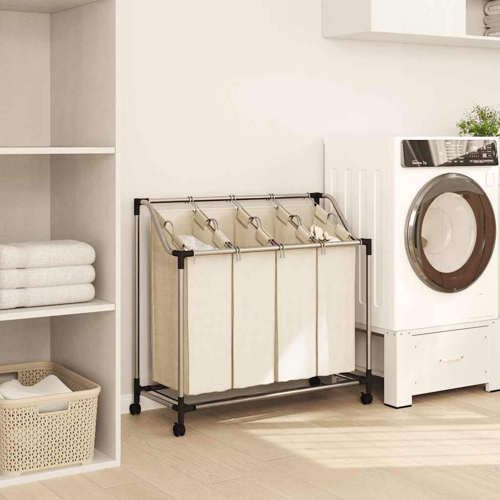 8719883564722_g_en_hd_1 vidaXL Laundry Sorter with 4 Bags Cream Steel - Image 3