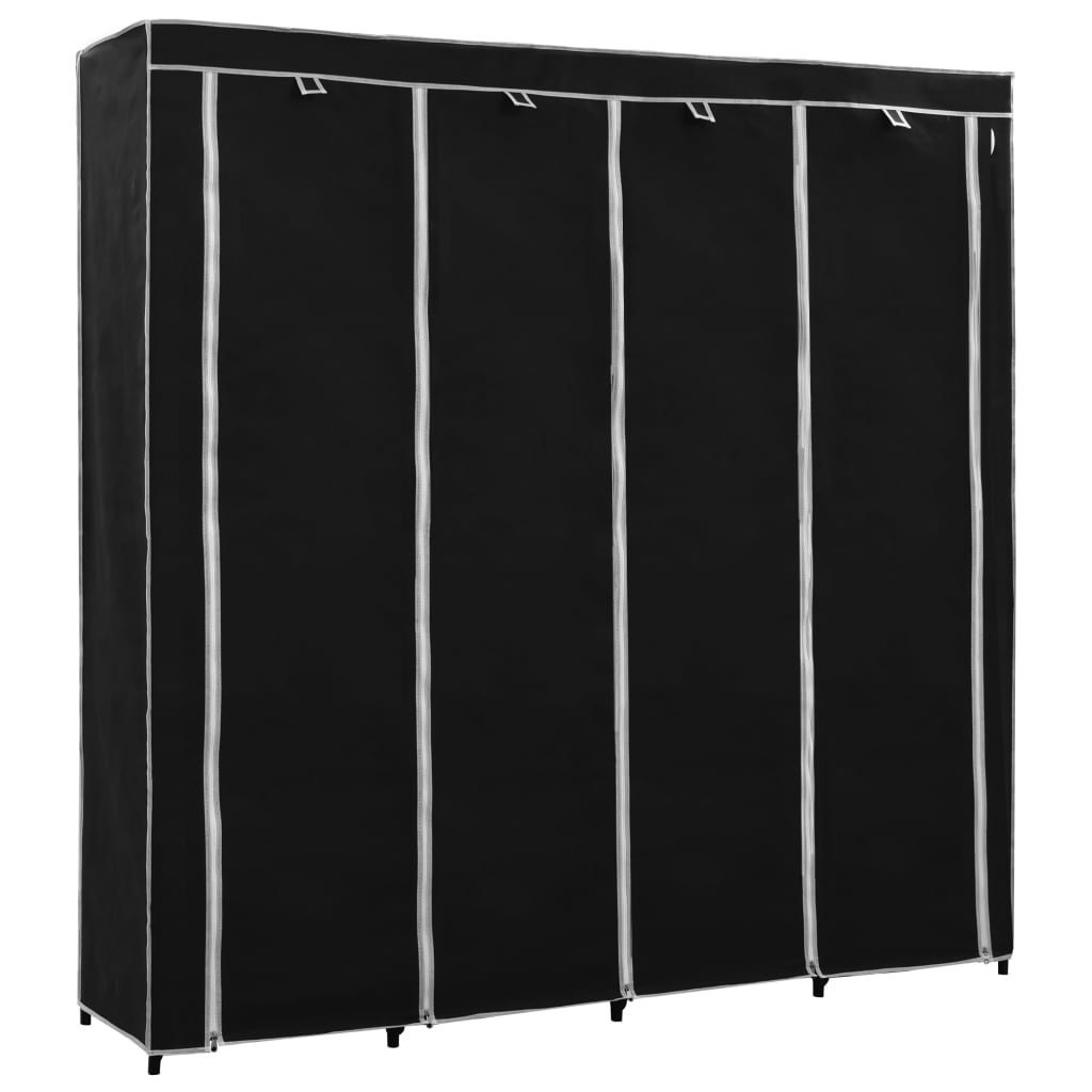 8719883564890_g_en_hd_1 vidaXL Wardrobe with 4 Compartments Black 175x45x170 cm - Image 2