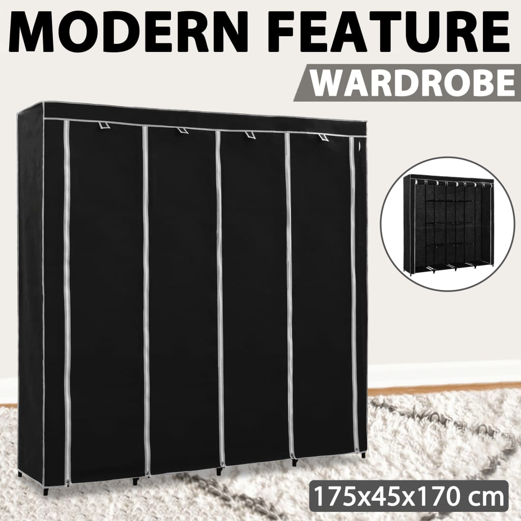 8719883564890_g_en_hd_9 vidaXL Wardrobe with 4 Compartments Black 175x45x170 cm - Image 11