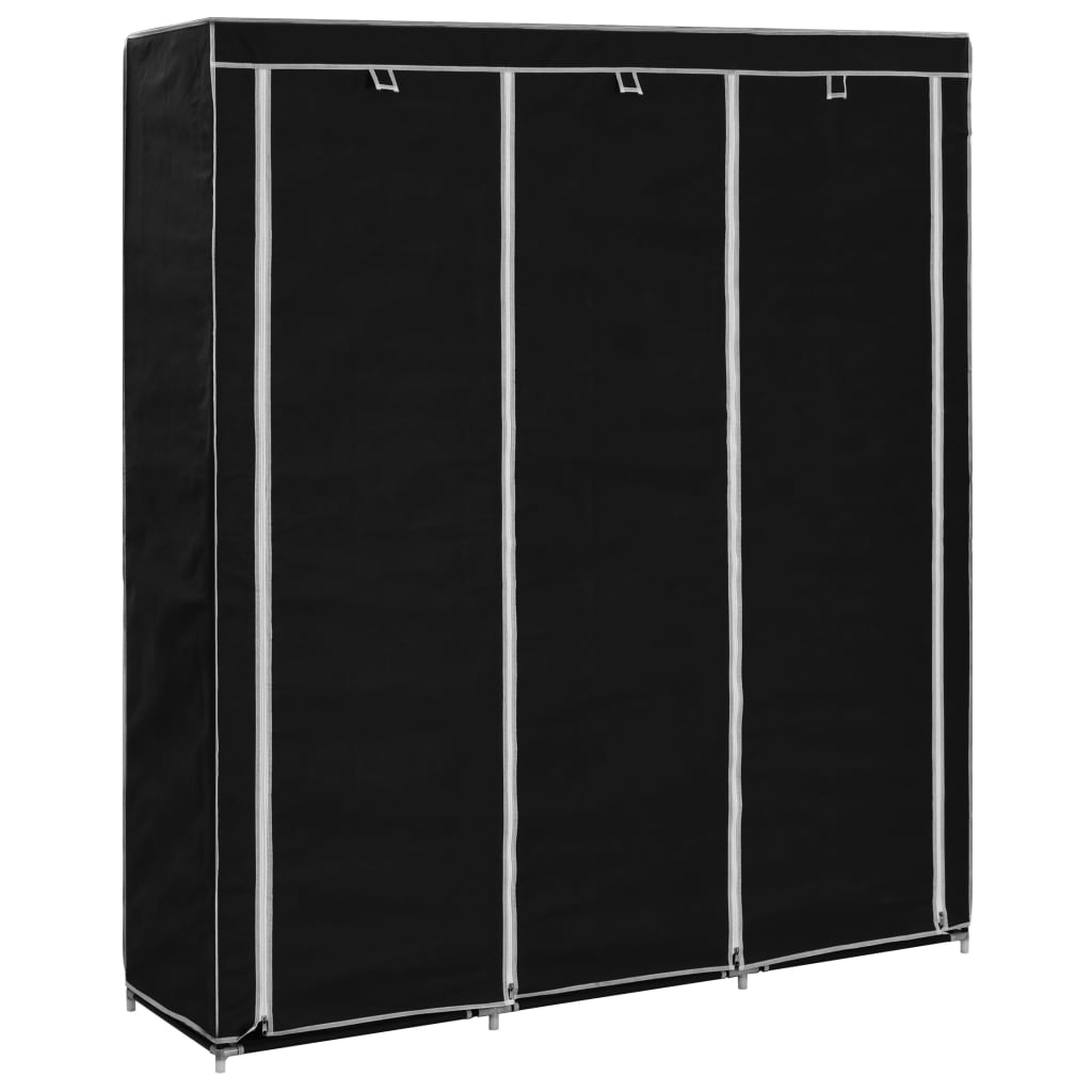 8719883564975_a_en_hd_1 vidaXL Wardrobe with Compartments and Rods Black 150x45x175 cm Fabric - Image 1