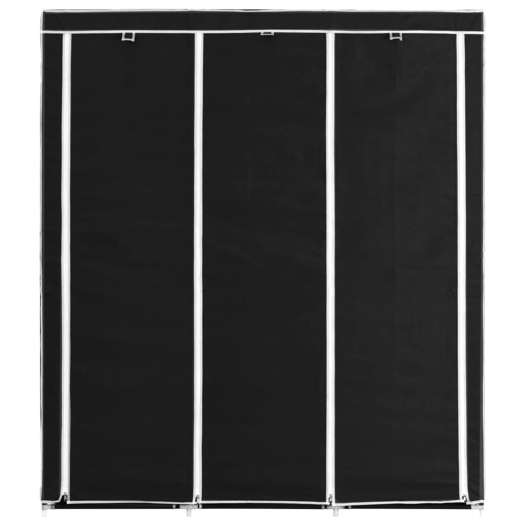 8719883564975_g_en_hd_2 vidaXL Wardrobe with Compartments and Rods Black 150x45x175 cm Fabric - Image 4