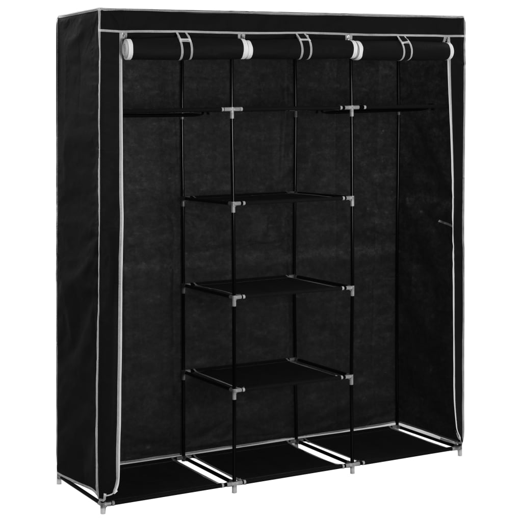8719883564975_g_en_hd_3 vidaXL Wardrobe with Compartments and Rods Black 150x45x175 cm Fabric - Image 5
