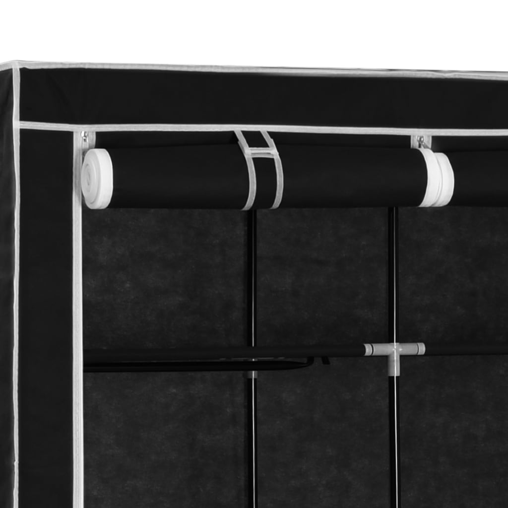 8719883564975_g_en_hd_5 vidaXL Wardrobe with Compartments and Rods Black 150x45x175 cm Fabric - Image 7