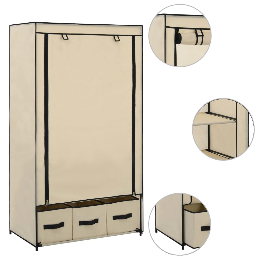 8719883565033_g_en_hd_1 vidaXL Wardrobe Cream 87x49x159 cm Fabric - Image 2