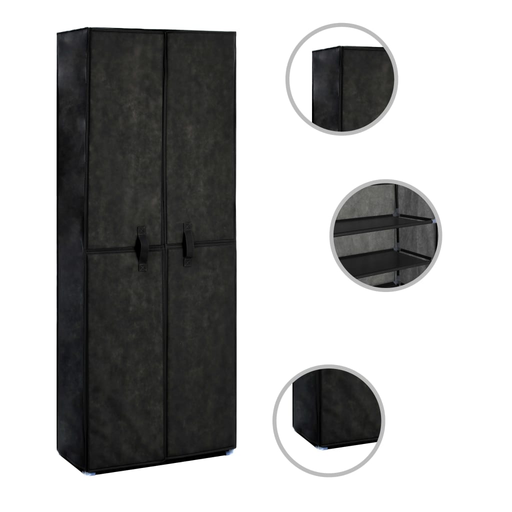 8719883565071_a_en_hd_1 vidaXL Shoe Cabinet Black 60x30x166 cm Fabric - Image 1
