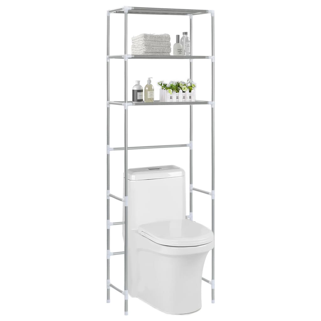 8719883565088_m_en_hd_1 vidaXL 3-Tier Storage Rack over Toilet Silver 53x28x169 cm - Image 1