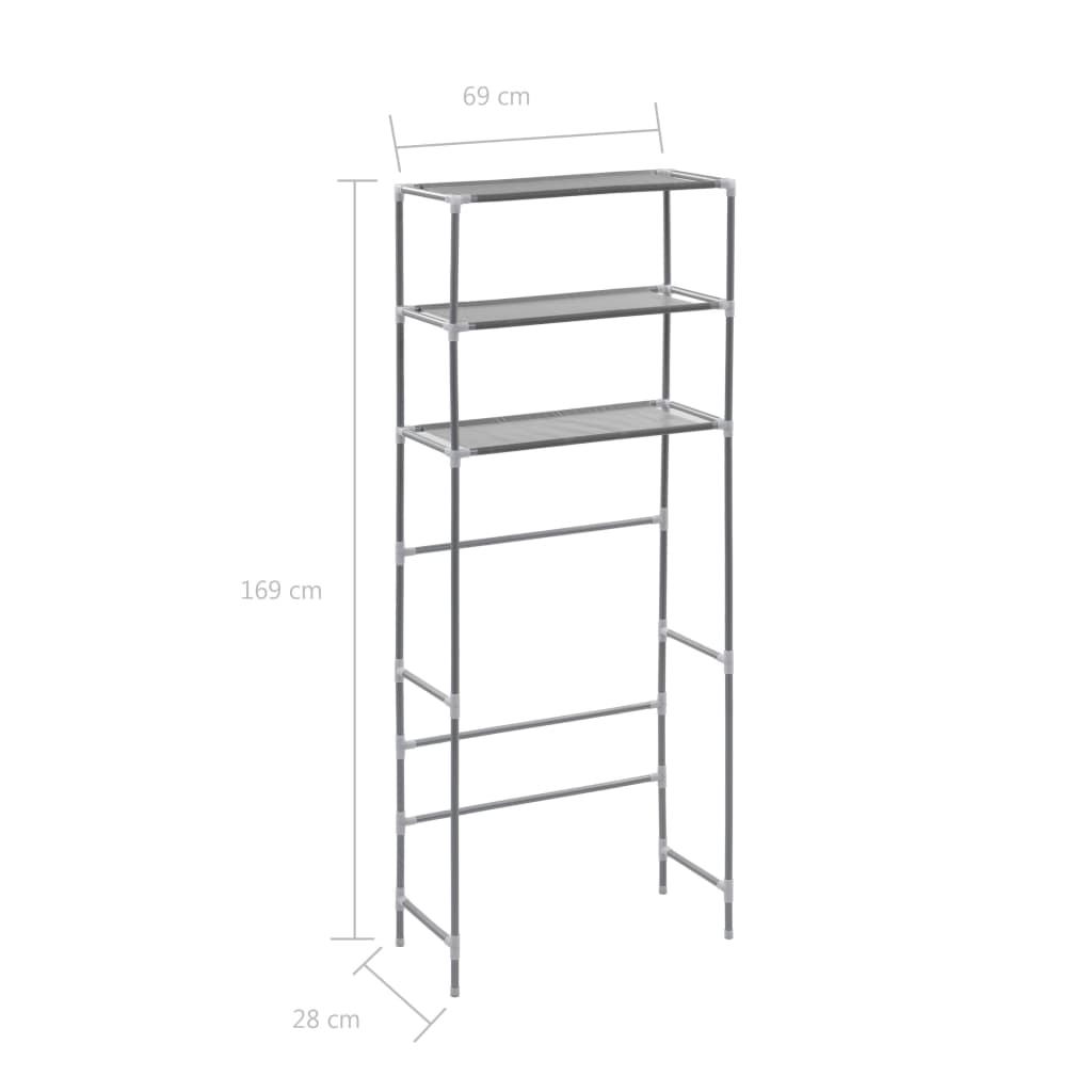 8719883565095_g_en_hd_6 vidaXL 3-Tier Storage Rack over Laundry Machine Silver 69x28x169 cm - Image 9