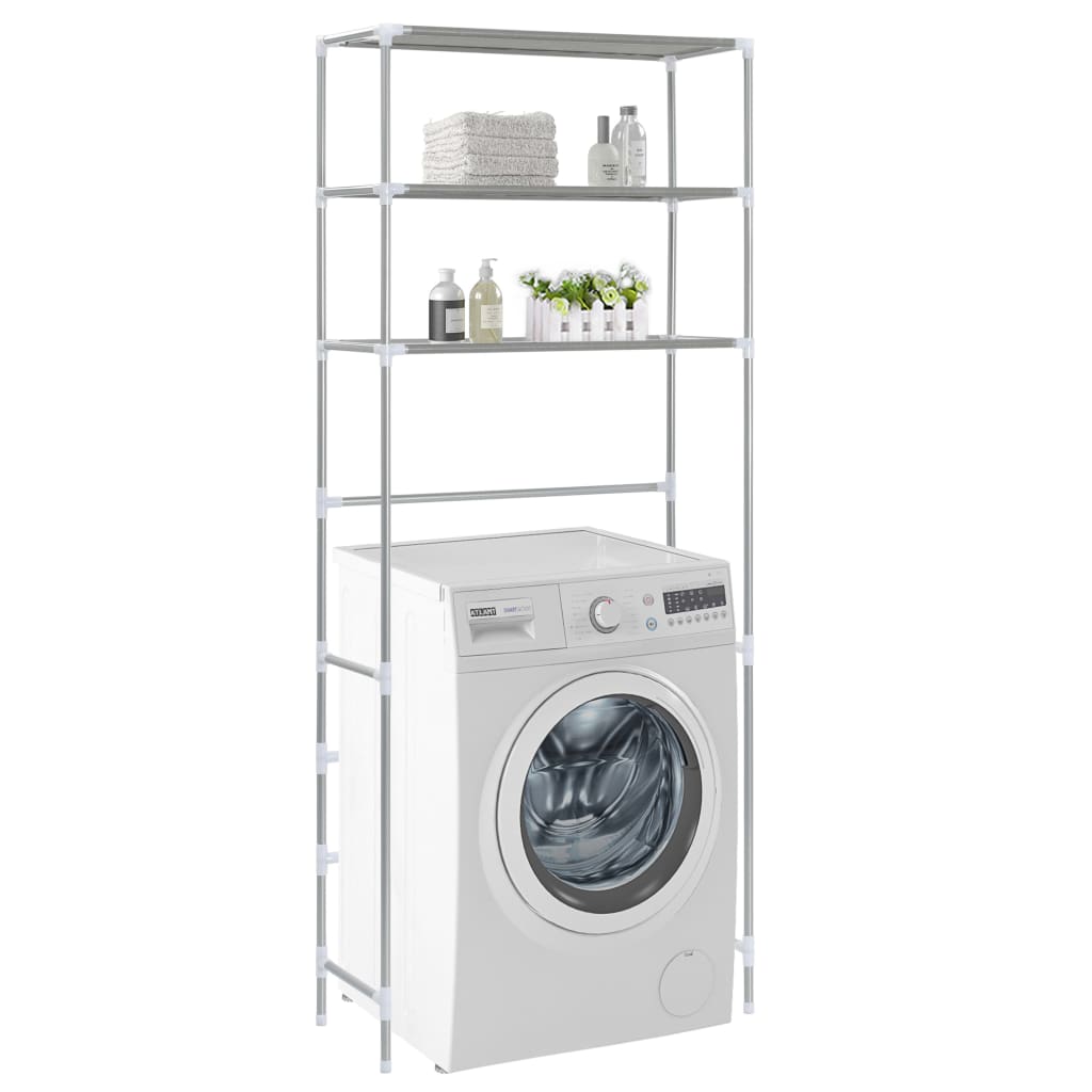 8719883565095_m_en_hd_1 vidaXL 3-Tier Storage Rack over Laundry Machine Silver 69x28x169 cm - Image 1