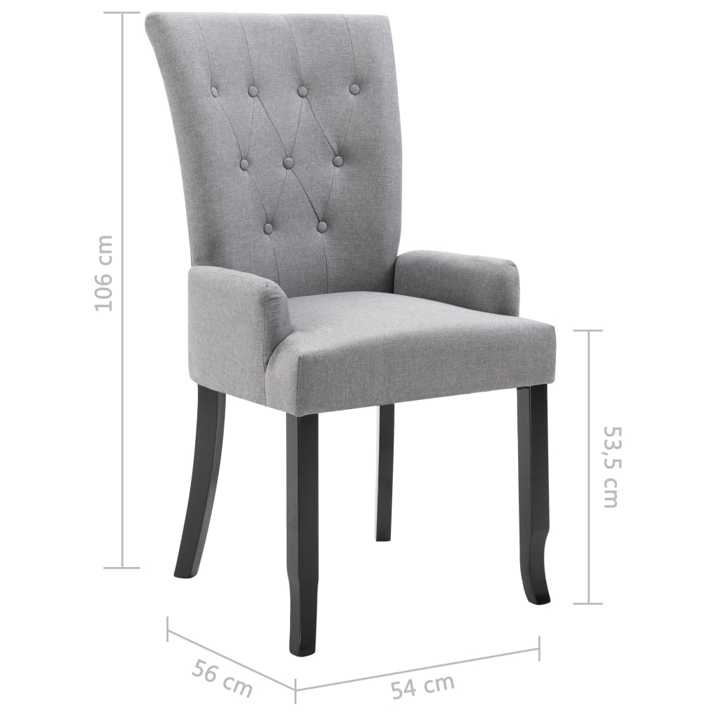 8719883565965_g_en_hd_6 vidaXL Dining Chair with Armrests Light Grey Fabric - Image 8