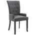 vidaXL Dining Chair with Armrests Dark Grey Fabric - Image 2