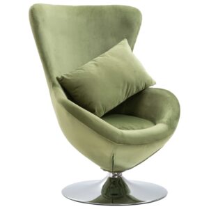 vidaXL Swivel Egg Chair with Cushion Light Green Velvet