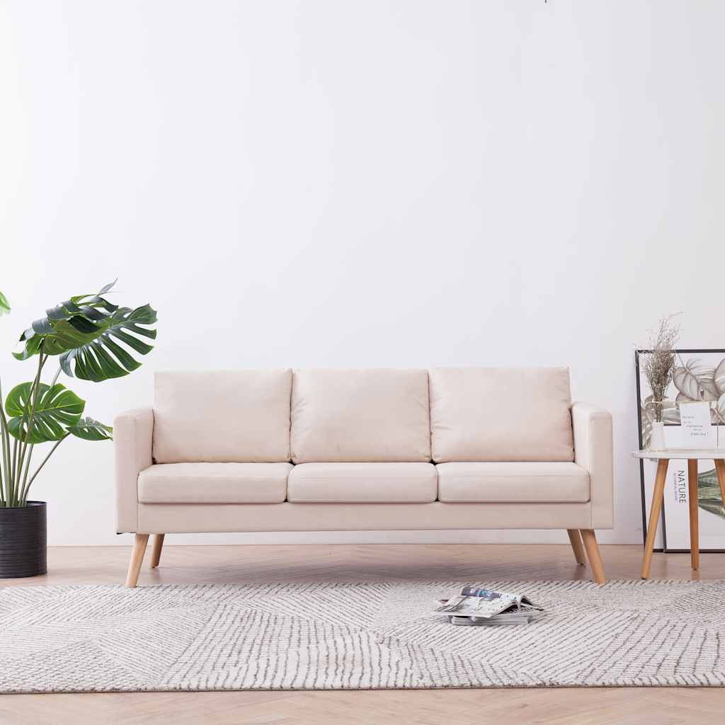 8719883569567_m_en_hd_1 vidaXL 3-Seater Sofa Fabric Cream - Image 1