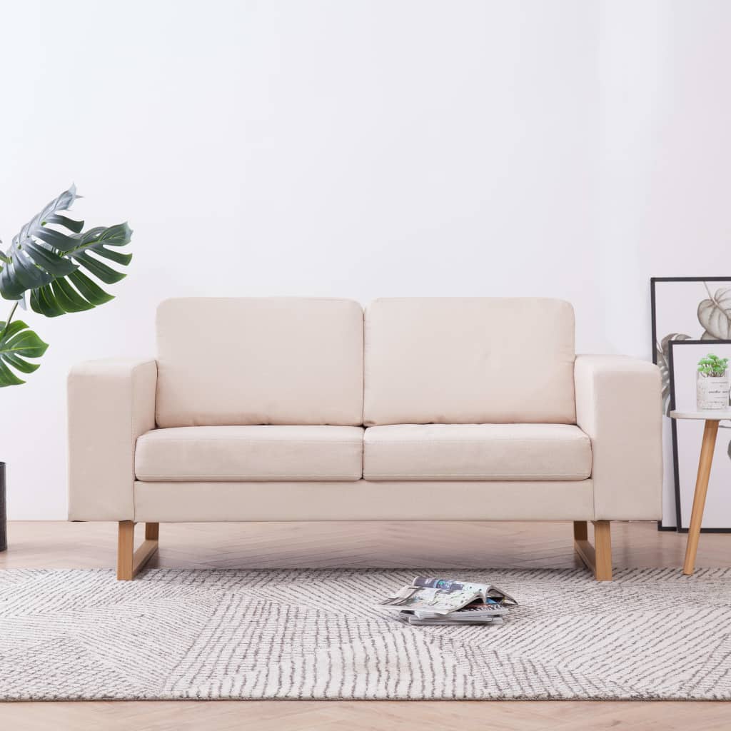 8719883569857_m_en_hd_1 vidaXL 2-Seater Sofa Fabric Cream - Image 1