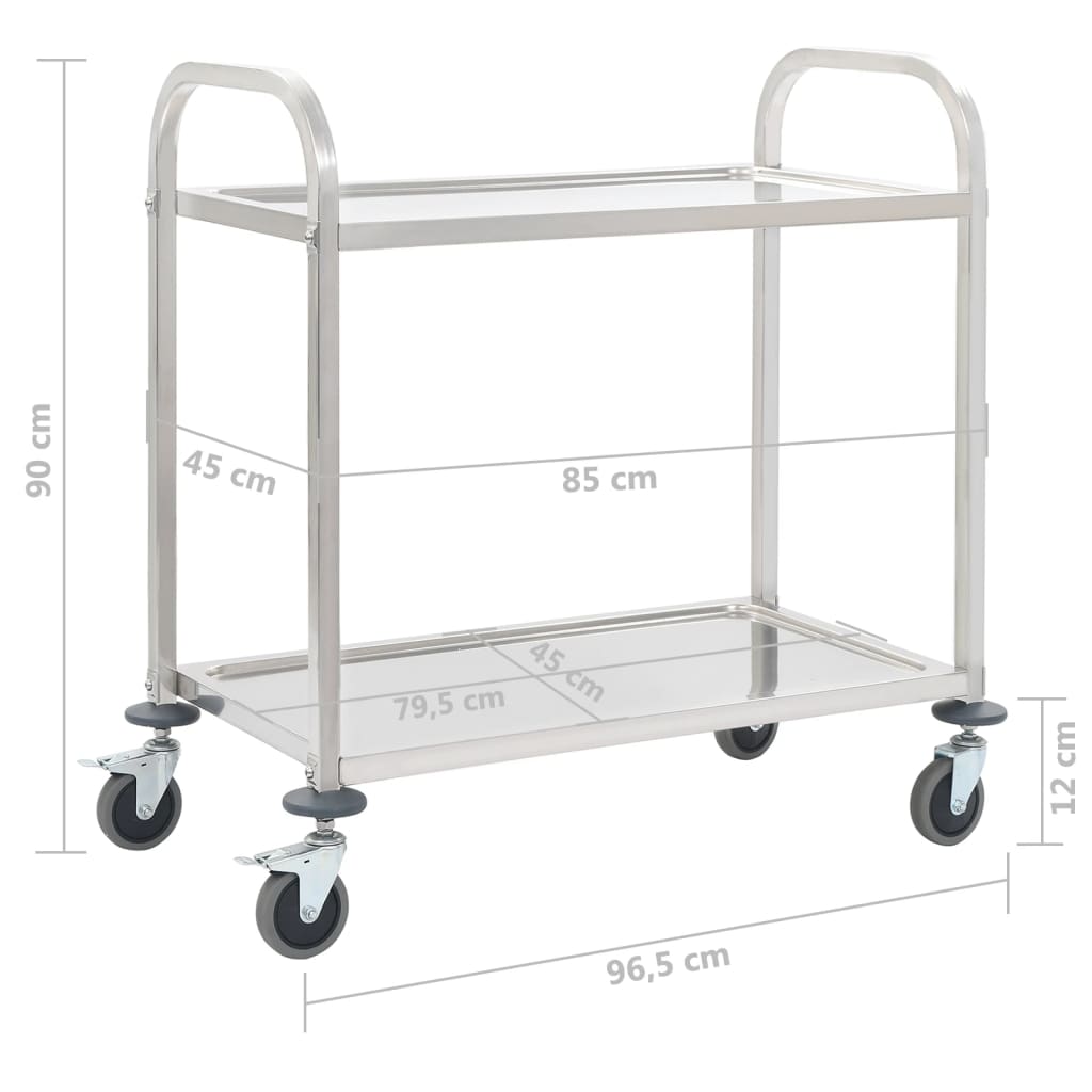8719883571607_g_en_hd_5 vidaXL 2-Tier Kitchen Trolley 96.5x55x90 cm Stainless Steel - Image 6