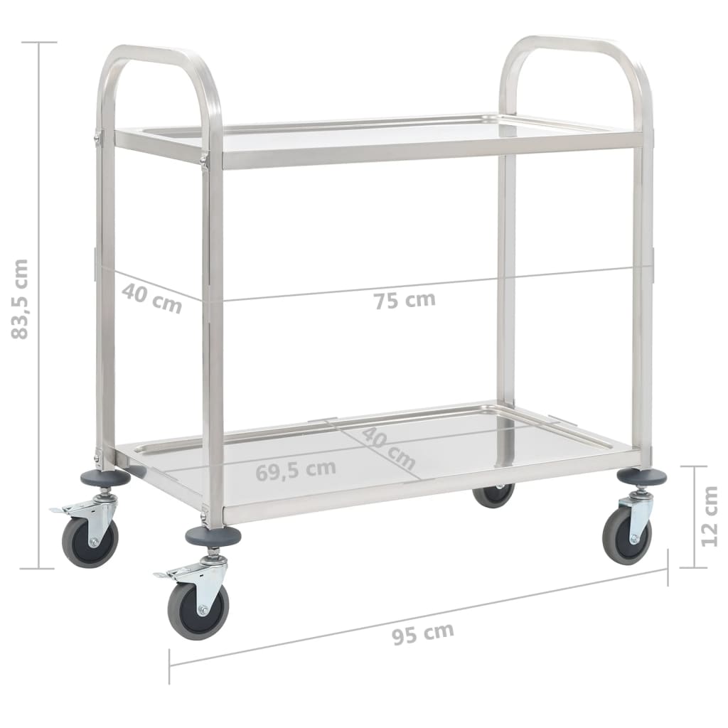 8719883571614_g_en_hd_5 vidaXL 2-Tier Kitchen Trolley 95x45x83.5 cm Stainless Steel - Image 6