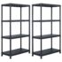vidaXL Storage Shelf Racks 2 pcs Black 60x30x138 cm Plastic