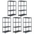 vidaXL Storage Shelf Racks 5 pcs Black 60x30x138 cm Plastic