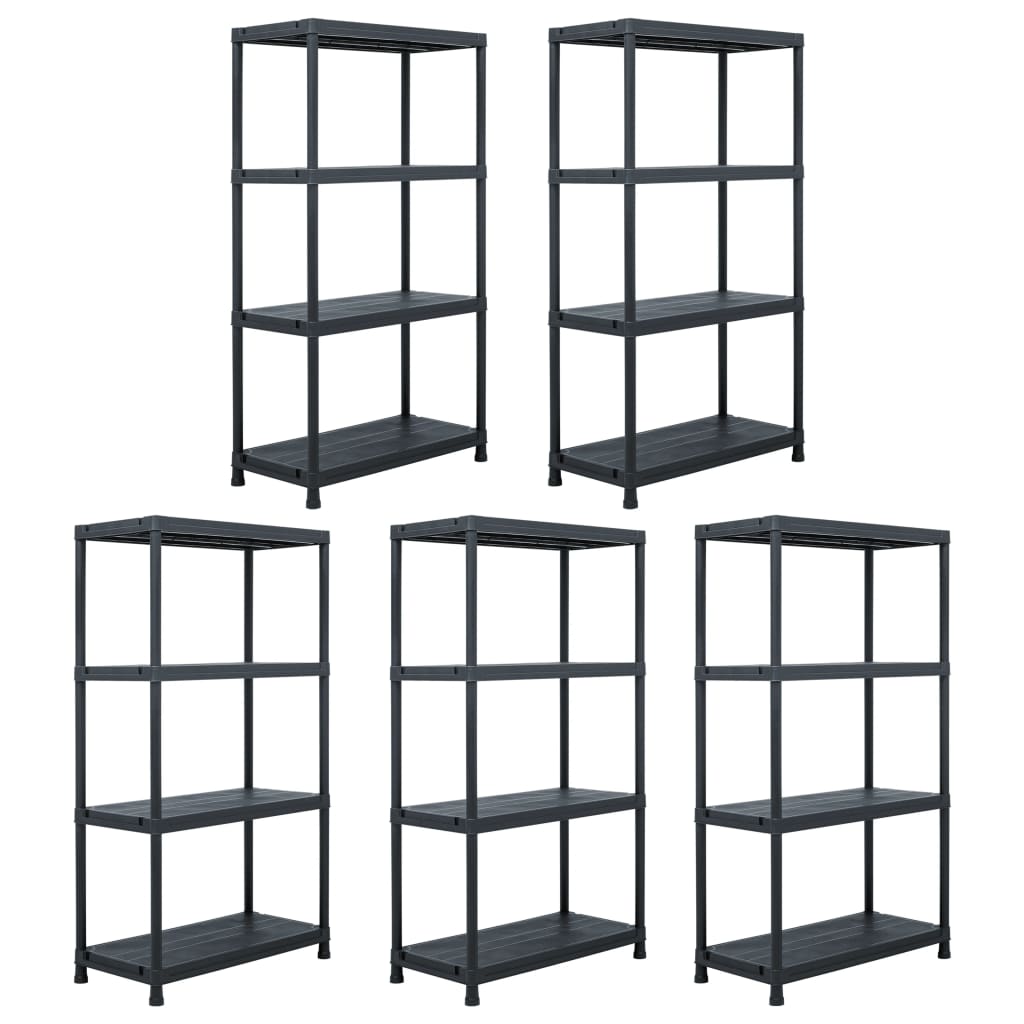 8719883571720_a_en_hd_1 vidaXL Storage Shelf Racks 5 pcs Black 60x30x138 cm Plastic - Image 1