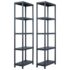 vidaXL Storage Shelf Racks 2 pcs Black 125 kg 60x30x180 cm Plastic