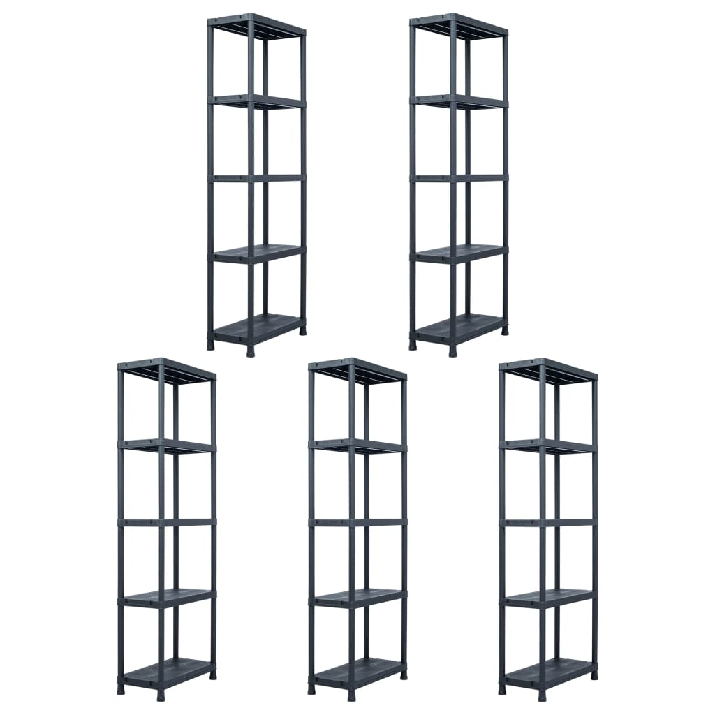 8719883572642_a_en_hd_1 vidaXL Storage Shelf Racks 5 pcs Black 125 kg 60x30x180 cm Plastic - Image 1