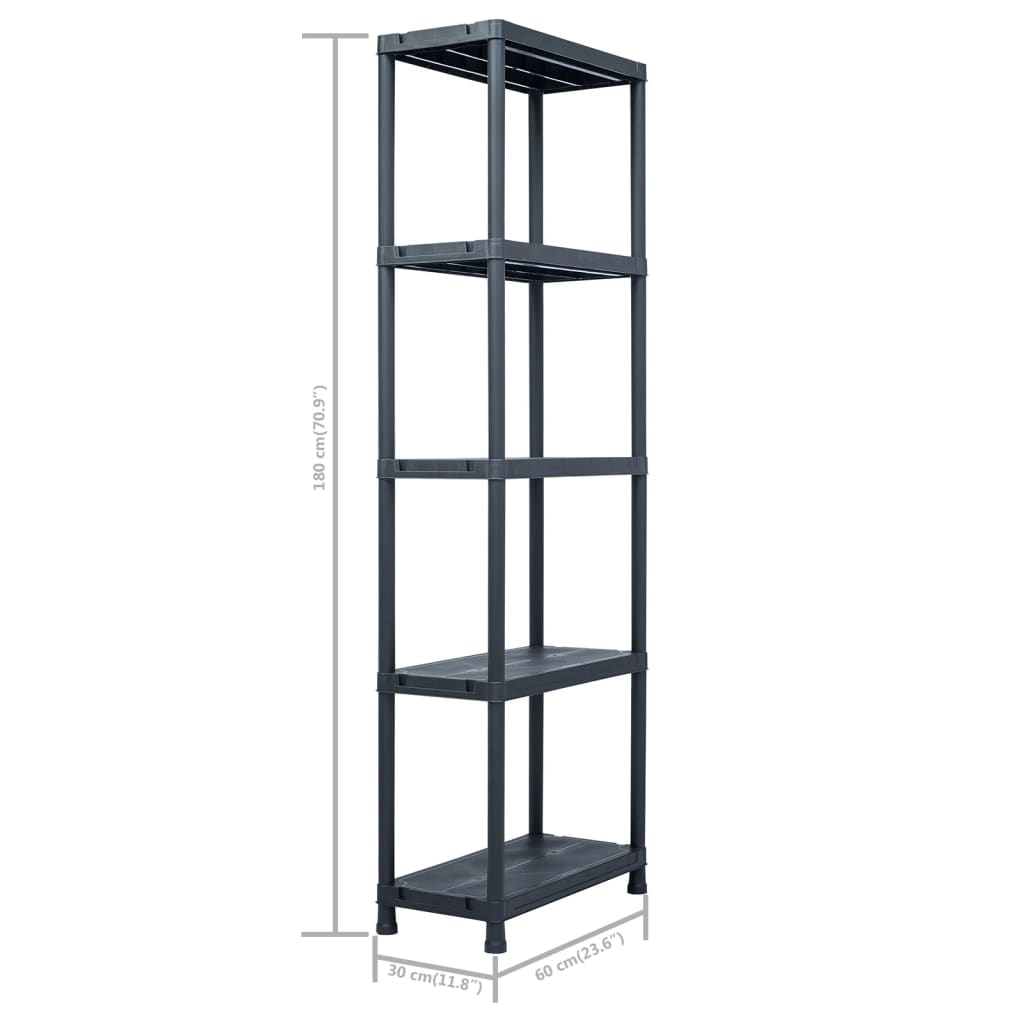 8719883572642_g_en_hd_8 vidaXL Storage Shelf Racks 5 pcs Black 125 kg 60x30x180 cm Plastic - Image 10