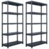 vidaXL Storage Shelf Racks 2 pcs Black 250 kg 80x40x180 cm Plastic