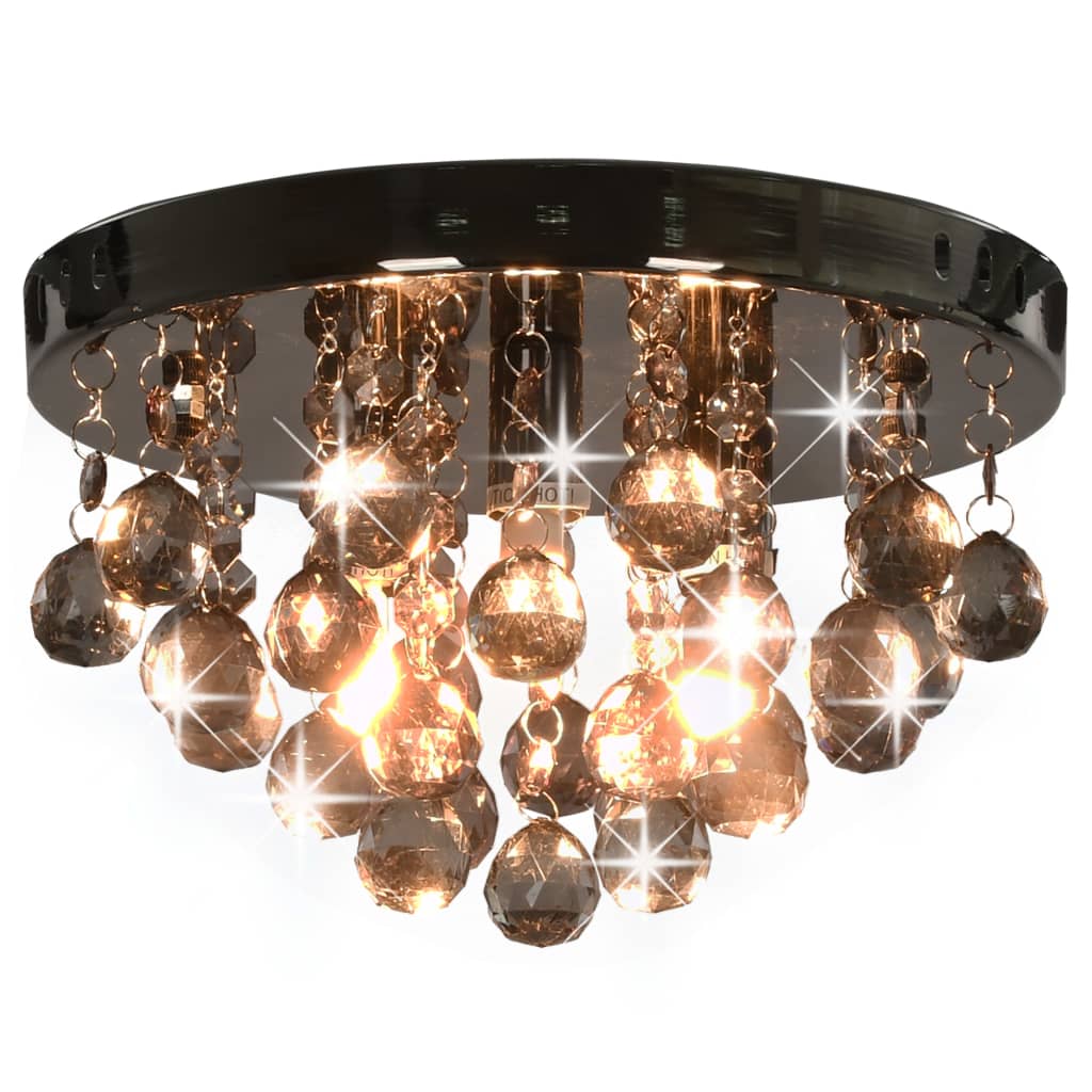 8719883573045_a_en_hd_1 vidaXL Ceiling Lamp with Smoky Beads Black Round G9 - Image 1