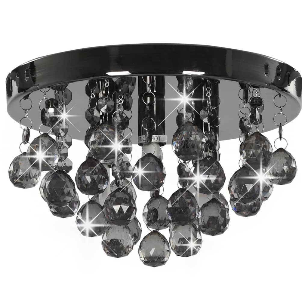 8719883573045_g_en_hd_1 vidaXL Ceiling Lamp with Smoky Beads Black Round G9 - Image 2