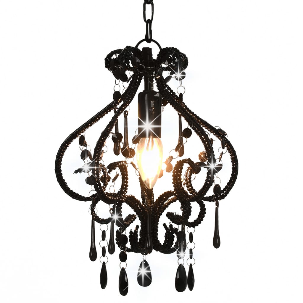 8719883573175_a_en_hd_1 vidaXL Ceiling Lamp with Beads Black Round E14 - Image 1
