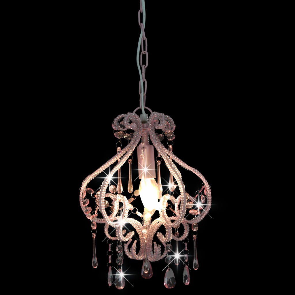 8719883573182_g_en_hd_1 vidaXL Ceiling Lamp with Beads Pink Round E14 - Image 2