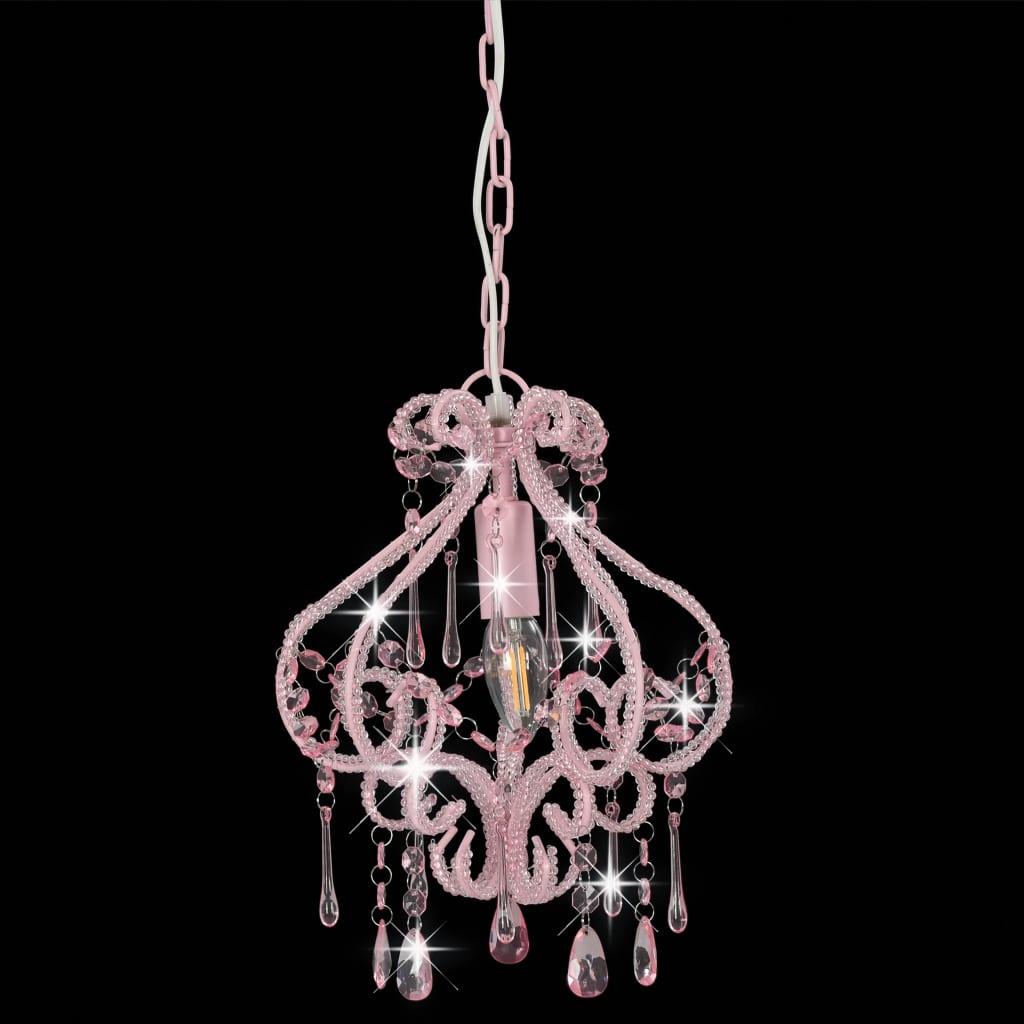 8719883573182_g_en_hd_3 vidaXL Ceiling Lamp with Beads Pink Round E14 - Image 4