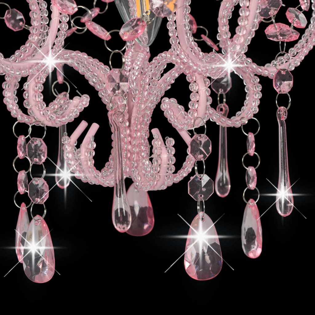8719883573182_g_en_hd_5 vidaXL Ceiling Lamp with Beads Pink Round E14 - Image 6